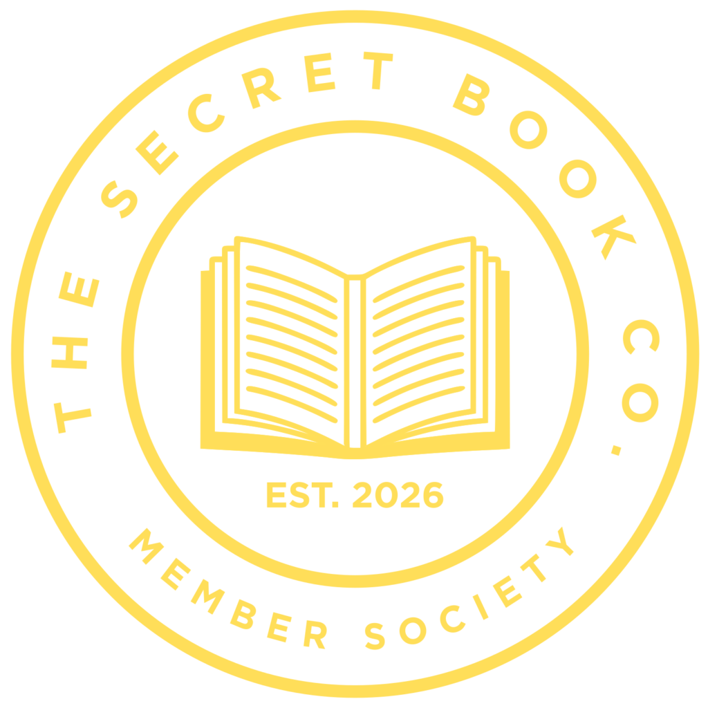 Yellow circle with yellow text that says The Secret Book Co. inside the yellow circle